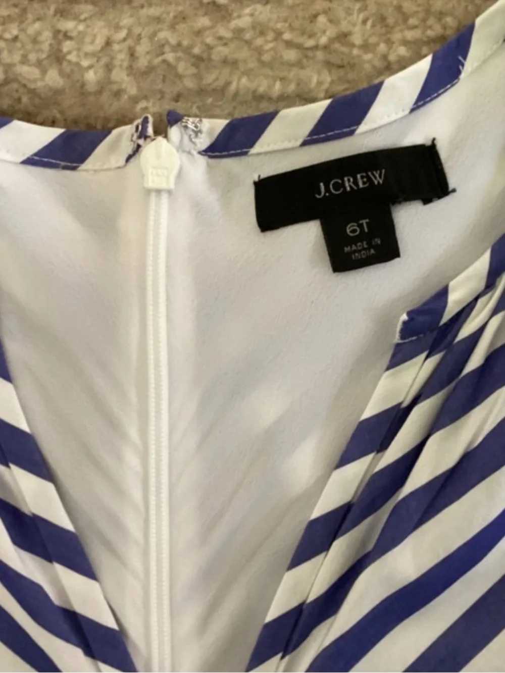 J. Crew Navy and White Striped Sleeveless Jumpsuit with Tie Belt